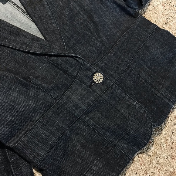 Women’s WHITE HOUSE | BLACK MARKET Dark Blue Denim Jean Jacket Blazer EUC Sz 8 - Picture 14 of 14